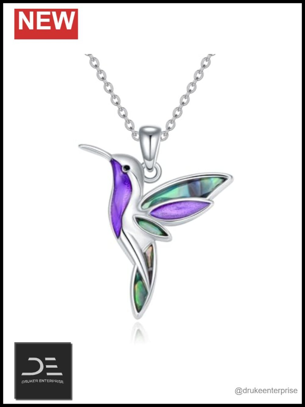 925 Sterling Silver Hummingbird Pendant Necklace Animal Jewelry Gift for Women